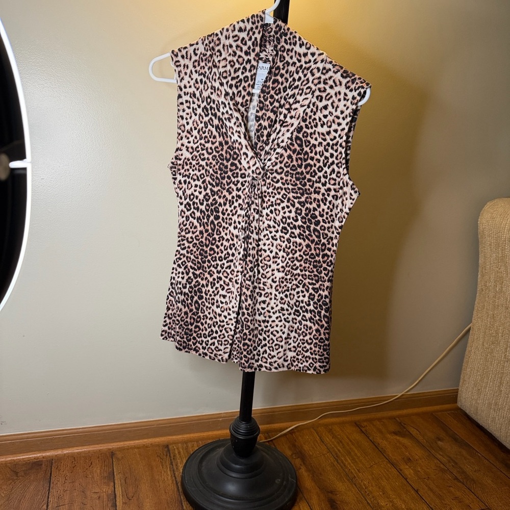 Carmen Marc Valvo Leopard Print Blouse